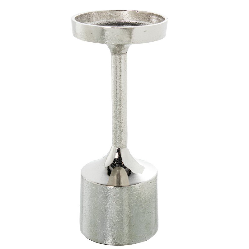 Portavelas Aluminio Plateado Ø9x21cm, Para Velas Ø8cm
