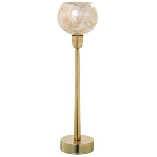 Portavelas Cristal/aluminio Dorado Ø10x44cm Base:ø10,5cm