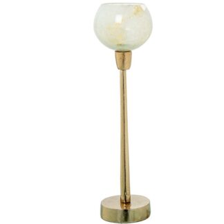 Portavelas Cristal/aluminio Dorado Ø10x44cm Base:ø10,5cm