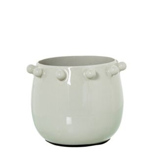 Portavelas Metal Esmaltado Blanco Ø14x12cm