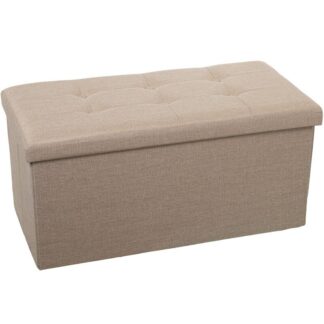 Puf Plegable Poliester Beige Almacenaje 77x38x38cm