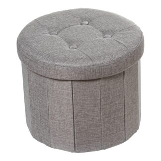 Puf Plegable Poliéster Gris Almacenaje Ø38x38cm