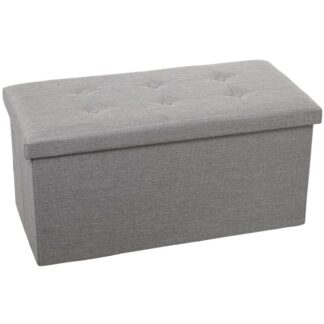 Puf Plegable Poliester Gris Almacenaje 77x38x38cm