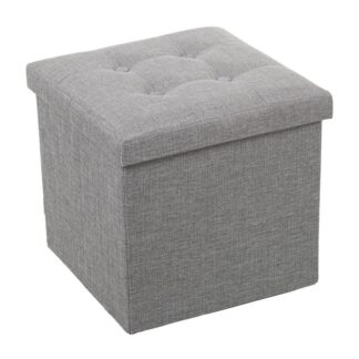Puf Plegable Poliester Gris Claro Almacenaje 38x38x38cm