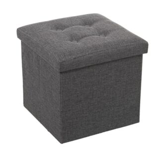 Puf Plegable Poliester Gris Oscuro Almacenaje 38x38x38cm