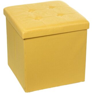 Puf Plegable Poliester Mostaza Almacenaje 45x45x45cm
