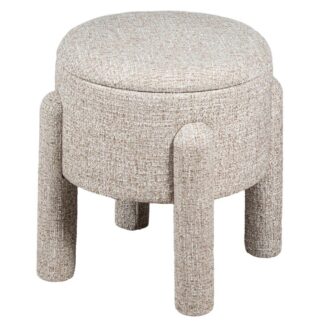 Puf Lino Beige Madera Dm+pino Ø47x46cm