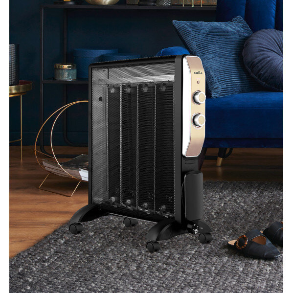 Radiador De Mica Abrigo 2000w 4elementos Negro/oro 2potencias Antivuelco,luz Ind.termost.reg.61,5x56x26,5 Cm - Image 3
