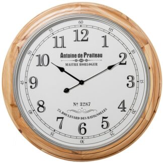 Reloj Pared Ø80cm Metal/madera Esfera De Cristal Ø80x6cm Pila:1xaa No Incluida