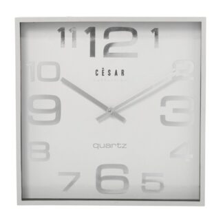 Reloj Pared Acrílico Blanco Filo Plata-mvto.segundero Conti 28x28x4cm Pila:1xaa(no Inclui