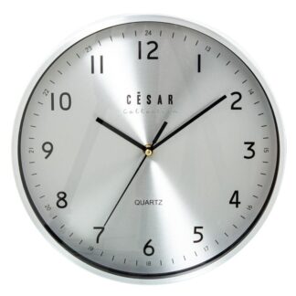 Reloj Pared Aluminio 30cm Manecillas Negras Ø30x4cm Pila:1xaa No Incluida