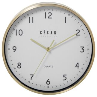 Reloj Pared Aluminio 30cm Marco Dorado Ø30x4cm Pila:1xaa No Incluida