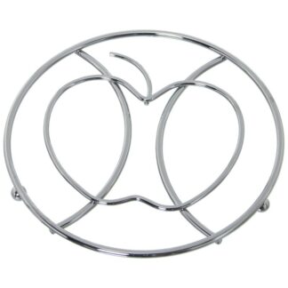 Salvamantel Metal Cromado Redondo Manzana 17x17x2cm