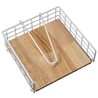 Servilletero Metal/madera Blanco 19x19x7cm