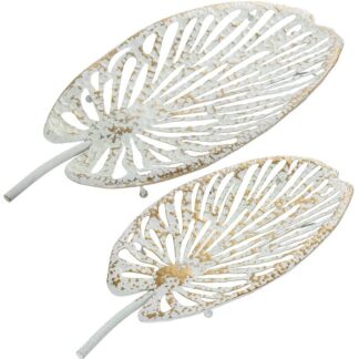 Set 2 Bandejas Metal Blanco/oro 59x26x8+50x21x7cm