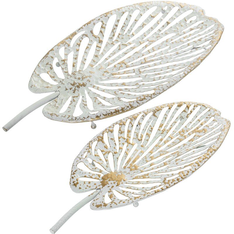 Set 2 Bandejas Metal Blanco/oro 59x26x8+50x21x7cm