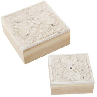 Set 2 Cajas Madera Caladas 20x20x8,5+16x16x6,5cm