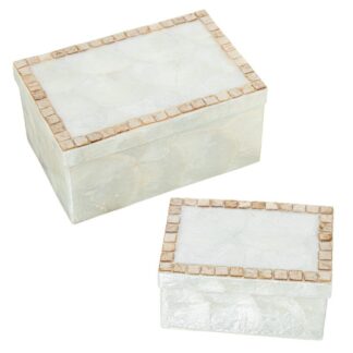 Set 2 Cajas Rect. Nacar Natural Marco Tostado 21x14x10+16x11x8cm