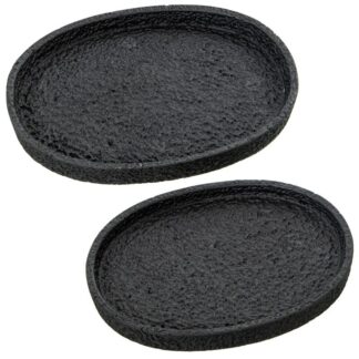 Set 2 Centros Cerámica Negro 25x18x3+22x16x2,5cm