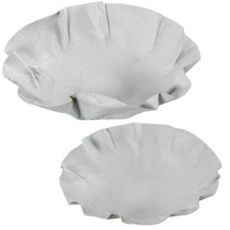 Set 2 Centros Metal Hierro Blanco 48,5x49x11+40x40x10cm