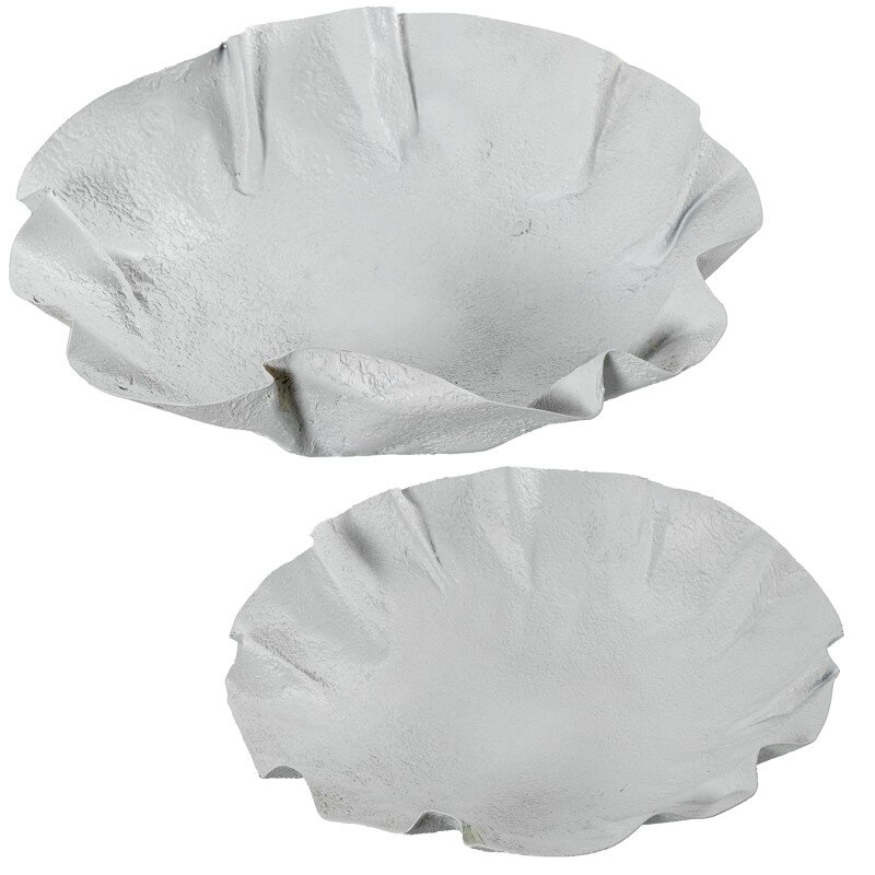 Set 2 Centros Metal Hierro Blanco 48,5x49x11+40x40x10cm