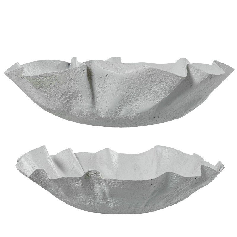 Set 2 Centros Metal Hierro Blanco 48,5x49x11+40x40x10cm - Image 2
