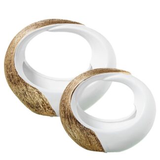 Set 2 Jarrones Aro Cerámica Blanco Brillo/oro 32x14x29+28x13x25cm