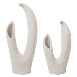 Set 2 Jarrones Ceramica Beige Arena 19x14x42+18x13x33cm