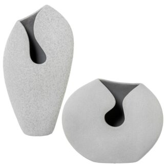 Set 2 Jarrones Cerámica Beige Arena 24x11x45+34x13x28cm