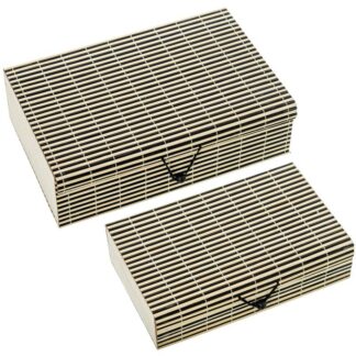Set 2 Joyeros Madera/mimbre Natural/negro 24x15,5x7,5+20x13x5,5cm