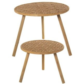 Set 2 Mesas Auxiliares Madera/bambu 59x40x61 Cm.