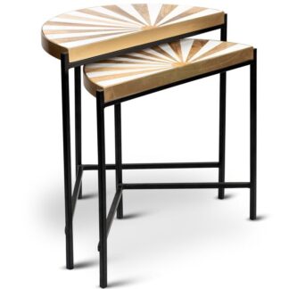 Set 2 Mesas Auxiliares Madera/metal 56x25x51cm+50x22x46cm