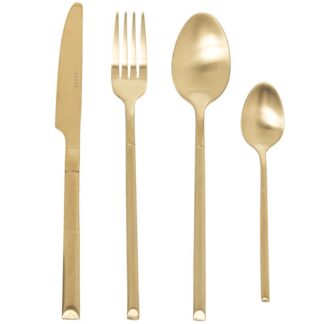 Set 24 Cubiertos Acero Inoxidable Dorado Mate (noah) Apto Para Lavavajillas