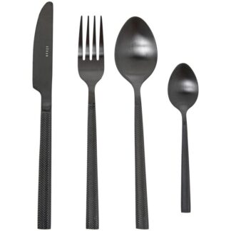 Set 24 Cubiertos Acero Inoxidable Negro (alba) Apto Para Lavavajillas