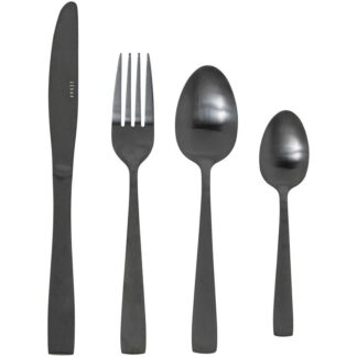 Set 24 Cubiertos Acero Inoxidable Negro (lucia) Apto Para Lavavajillas
