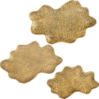Set 3 Bandejas Metal Dorado 60x45x7+50x37x7+42x30x6cm