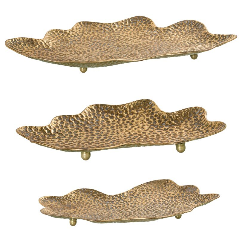 Set 3 Bandejas Metal Dorado 60x45x7+50x37x7+42x30x6cm - Image 2