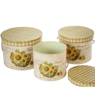Set 3 Cajas Girasoles Cartón 27x23 32x25 36x27 Cm