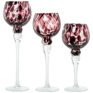 Set 3 Copas Cristal Decorativo Moteado Negro Ø13x30+ø13x35+ø13x40cm