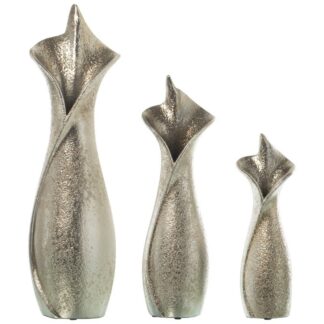 Set 3 Jarrones Cerámica Plata 14x11x48+12x9x38+9x8x28cm