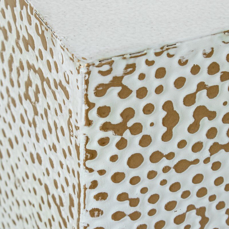 Set 3 Pedestales Metal Blanco/oro 41x41x110+36x36x90+30x30x70cm - Image 4