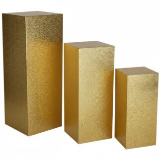 Set 3 Pedestales Metal Dorado 41x41x110+36x36x90+30x30x70cm
