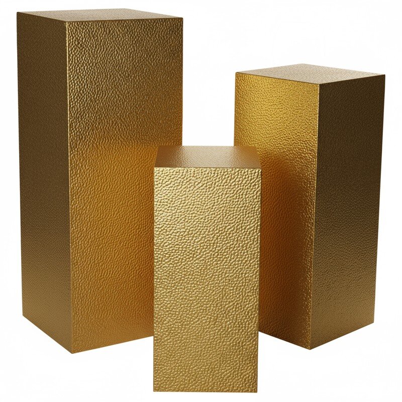 Set 3 Pedestales Metal Dorado 41x41x110+36x36x90+30x30x70cm - Image 5