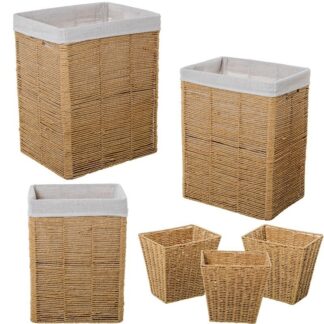 Set 6 Cestos Cuerda De Papel C/tela 70%+30% Algodón/poliéste 44x35x55+40x30x51+35x25x47+29