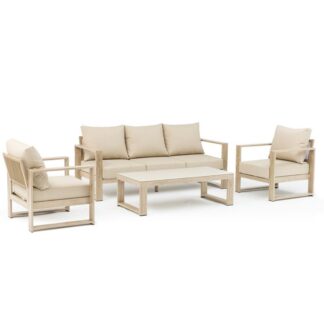 Set Sofá 3p+2 Sillones+mesa Centro Aluminio/cuerda 78x77x74/200x77x74/130x60x40