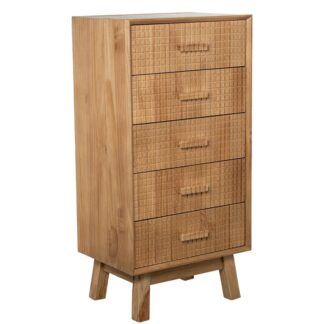 Sifonier Madera Natural 5 Caj Ones Pino De Nueva Zelanda 50x35x100cm