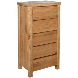 Sifonier Madera Natural 5 Cajones Pino De Nueva Zelanda 50x35x100cm