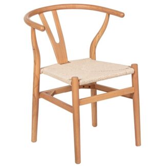 Silla C/brazos Madera Haya Natural Asiento De Cuerda 54x56x72cm H.asie:44 H.bra:72