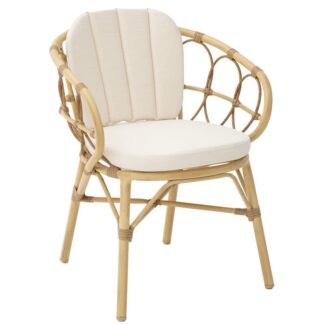 Silla Exterior Aluminio/ratán Natural C/cojín +91990 59x60x75cm Apilable