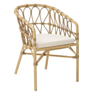 Silla Exterior Aluminio/ratan Natural C/cojín +91991 56x62x78cm Apilable